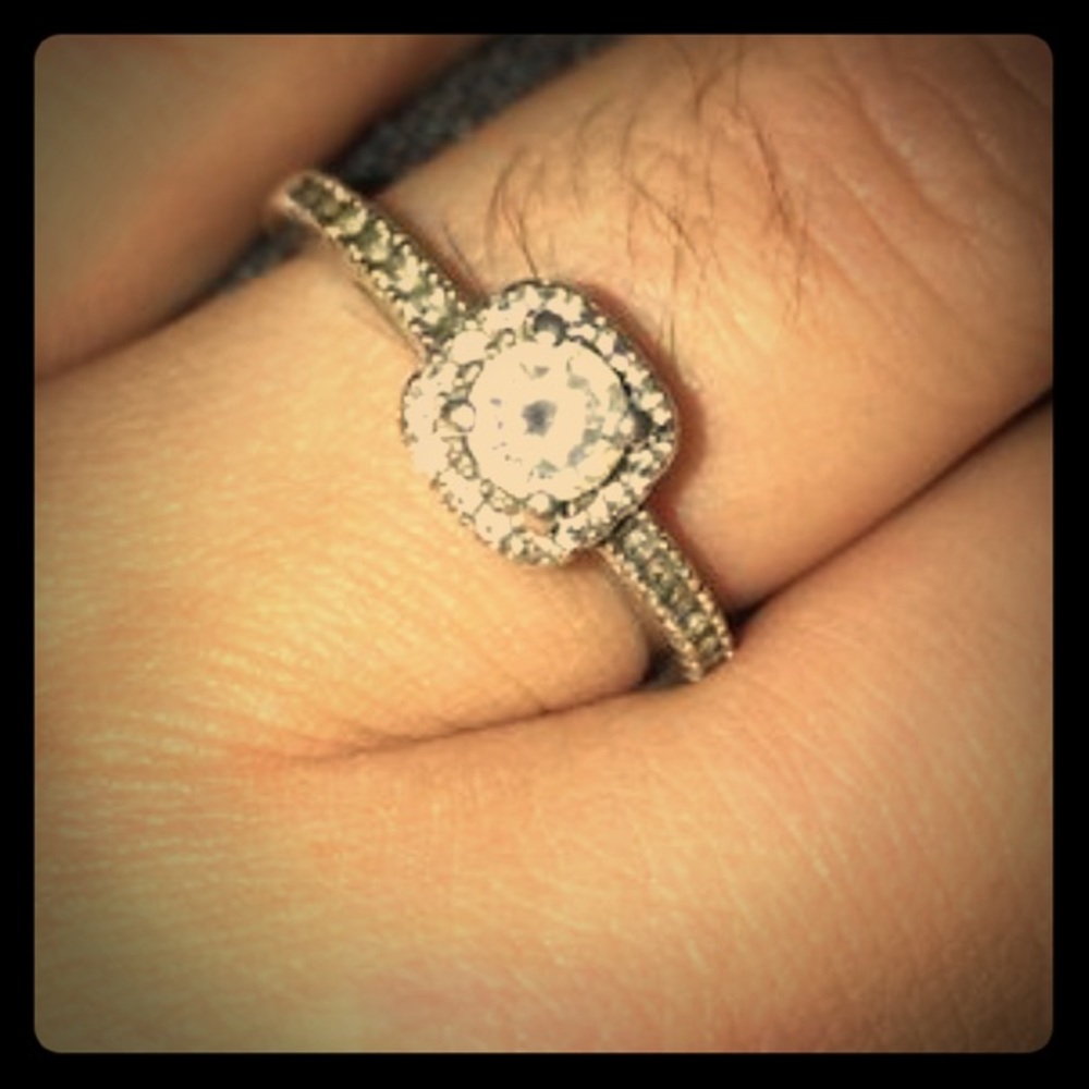CZ sterling silver engagement ring